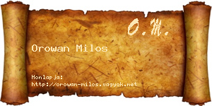 Orowan Milos névjegykártya